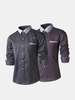 Fashion Stripes Printing Long Sleeve Casual Suit Formal Button Down Dress Shirt for Men