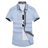 Fashion Summer Solid Color Slim Fit Short Sleeve Dress Shirts for Men