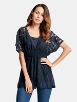 Fashion Two Pieces Floral Lace V Neck Straps Vest Blouse For Women