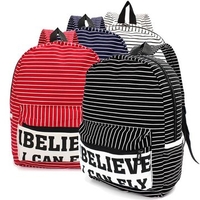 Fashion Women Canvas Strip Travel Satchel Backpack