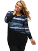 Fashion Women Colorful Stripe Printed Patchwork Shirt