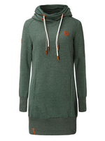 Fashion Women Drawstring Pockets Hoodie Shirt Dress