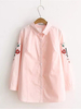 Fashion Women Embroidery Long Sleeve Lapel Shirt