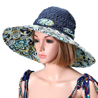 Fashion Women Foldable Large Wide Brim Beach Sun Straw Hat Casual Vacation Floppy Visor Cap