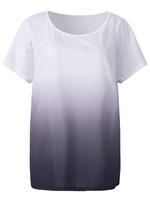 Fashion Women Gradient Color Short Sleeve Pullover T-Shirt