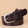 Fashion Women Hollow Embossed Cowhide Leather Belt Casual Vintage Pin Buckle Waistband