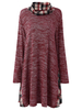 Fashion Women Plaid Stitching Long Sleeve Turtleneck Blouse