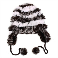 Female Ear Protection Cap Real Knitted Rex Rabbit Fur Thermal Charm Beanies Hats