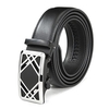 First Floor Cowhide Adjustable Grid Gold Alloy Automatic Buckle Belt