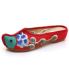 Fish Pattern Embroidered Open Heel Colorful Vintage Shoes