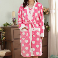 Flannel Thicken Long Sleeve Cardigan Bathrobes Keep Warm Sleepwear Sets For Women