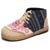 Flax Embroidered Chinese National Style Lace up Boots