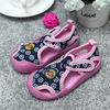Floral Canvas Hook Loop Little Girl Shoes Soft Sole Sandals