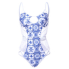 Floral Cut Out Halter Lace Mesh Monokini One piece Swimwear Beach Bathing Suits
