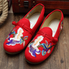 Floral Pattern Embroided Vintage Flat Boat Shoes For Women