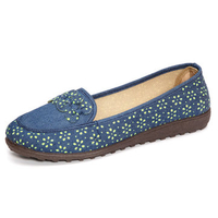 Floral Pattern Old Peking Soft Casual Flat Loafers For Women