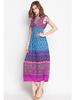 Floral Print Backless V-neck Sexy Casual Hippie Bohemian Women Dresses