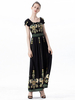 Floral Print Off-shoulder Short Sleeve Maxi Dress For Women