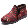 Floral Print Vintage Fur Lined Warm Ankle Flat Boots