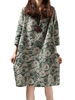 Floral Printed 3/4 Sleeve Straight Vintage Women Dress