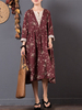 Floral Printed Fake Two Pieces Long Sleeve Vintage Dresses