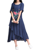 Floral Printed Layers Patchwork Vintage Women Dress