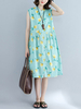 Floral Printed O-Neck Sleeveless Women Casual Dresses