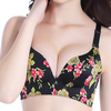 Floral Printed Raw Cut Seamless Wireless Gather Massage Thin Bras