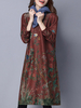 Floral Printed Retro Style Elegant Loose Long Sleeve Women Dress