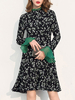 Floral Printed Ruffled Chiffon Sleeve Women Trumpet Dresses