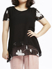Floral Printed Short Sleeve O Neck Chiffon Women T-shirt