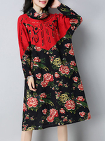 Floral Printed Turtleneck Dresses