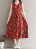 Floral Printed V-Neck Sleeveless Women Summer Dresses