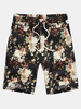 Floral Printing Plus Size Mens Linen Summer Beach Floral Printin Loose Casual Surf Shorts