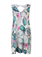 Floral Printing Sleeveless V-Neck Hollow Out Mini Dress