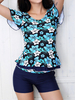 Floral Printing Wireless Breathable Short Sleeve Tankinis For Women