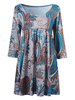 Floral Sexy 3/4 Sleeve O Neck A Line Mini Dresses For Women