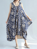 Floral Sleeveless O Neck Loose Hem Women Dresses