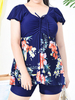 Flounces Printed Two Pieces Swimwear High Waist Boyshorts Bathing Suit Skirt Beachwear