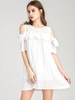 Flouncing Cold Shoulder Loose Short Sleeve O-neck Women Mini Dress