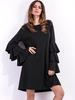 Flouncing Loose Long Horn Sleeve O-neck Women Casual Dress