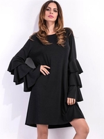 Flouncing Loose Long Horn Sleeve O-neck Women Casual Dress