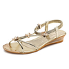 Flower Beaded Peep Toe Slip On Casual Wedge Sandals