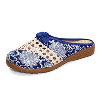 Flower Breathable Ethnic Style Vintage Slippers Backless Loafers