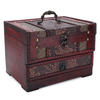 Flower Carved Wooden Jewelry Storage Box Container Case