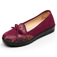 Flower Cotton Retro Butterfly Knot Slip On National Wind Floral Flat Shoes