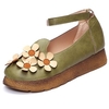 Flower Decoration Vintage Hook Loop Flat Round Toe Shoes
