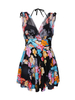 Flower Deep Plunge Ruffle V Shape Back Sleeveless Swimdresses For Women