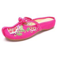 Flower Embroidered Slippers National Wind Flat Women Shoes
