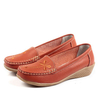 Flower Embroidery Leather Wedge Heel Casual Soft Comfortable Loafers
